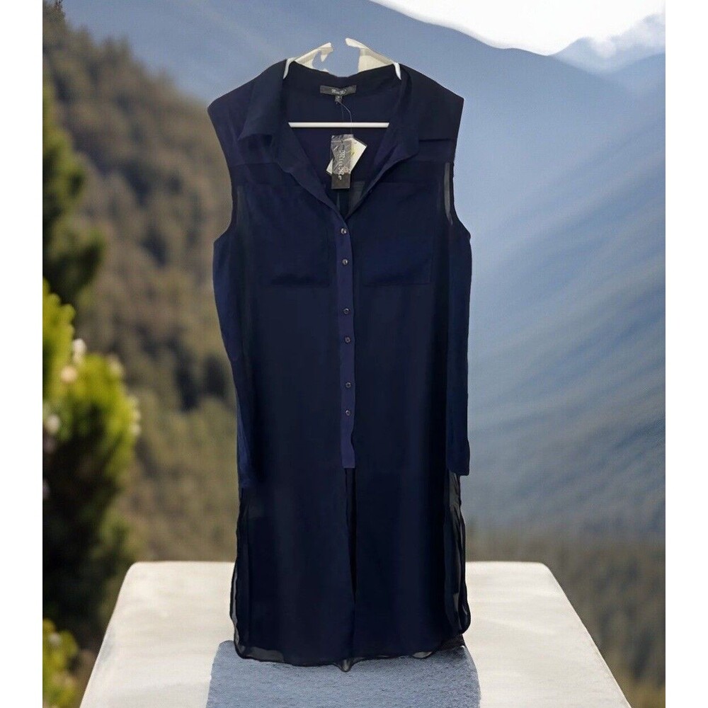NWT Miss Me Tunic Button Up Chiffon Side Slit -‎ size M